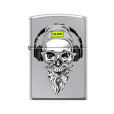 Зажигалка ZIPPO 250 Hipster Skull High Polish Chrome