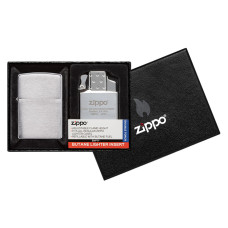 Набор Зажигалка ZIPPO 205-090201 Combo Satin Chrome + газовый инсерт Double Flame