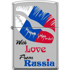 Зажигалка ZIPPO 205 With Love Frome Russia Satin Chrome