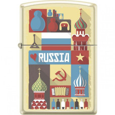 Зажигалка ZIPPO 216 Russia Postcard Cream Matte
