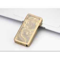 Зажигалка электроимпульсная USB Lighter Dragon Gold 1003